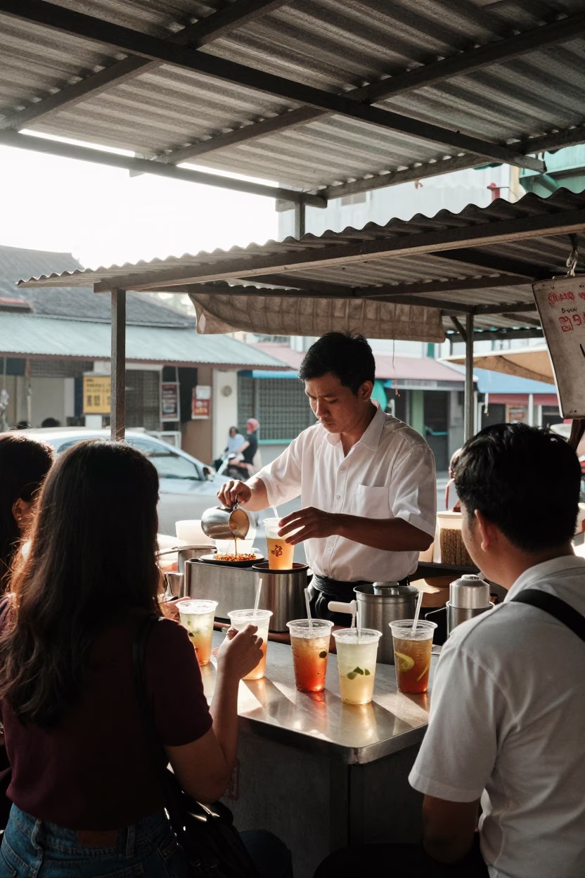Traditional Tea in Kuala Lumpur at The Early Afternoon Light in in Kuala Lumpur, Malaysia