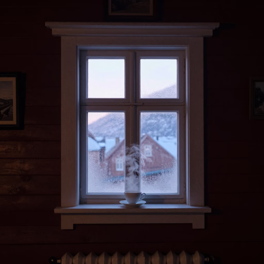 Traditional Wooden House at The Still Hours Before Dawn Light in Bergen in in Bergen, Norway