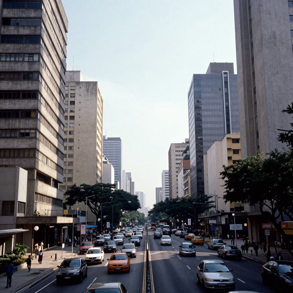 Traffic And Architecture in São Paulo in in São Paulo, Brazil
