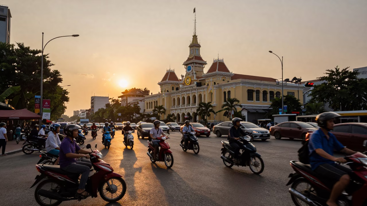 Traffic Jam in Ho Chi Minh City in in Ho Chi Minh City, Vietnam