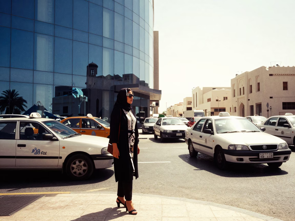 Traffic Scene at Midday Light in Muscat in in Muscat, Oman