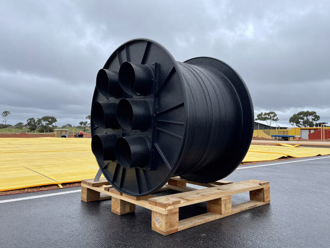Traffic Signal Reel on South Australian Winter Construction Site in on an active construction deck in South Australia