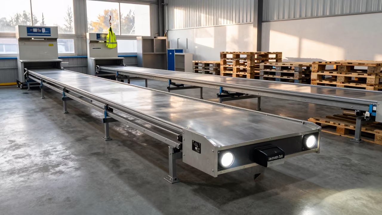 Trailer Dock Flashlight Station Before Yard Checks in inside a chilled distribution bay in Jagalchi, Busan