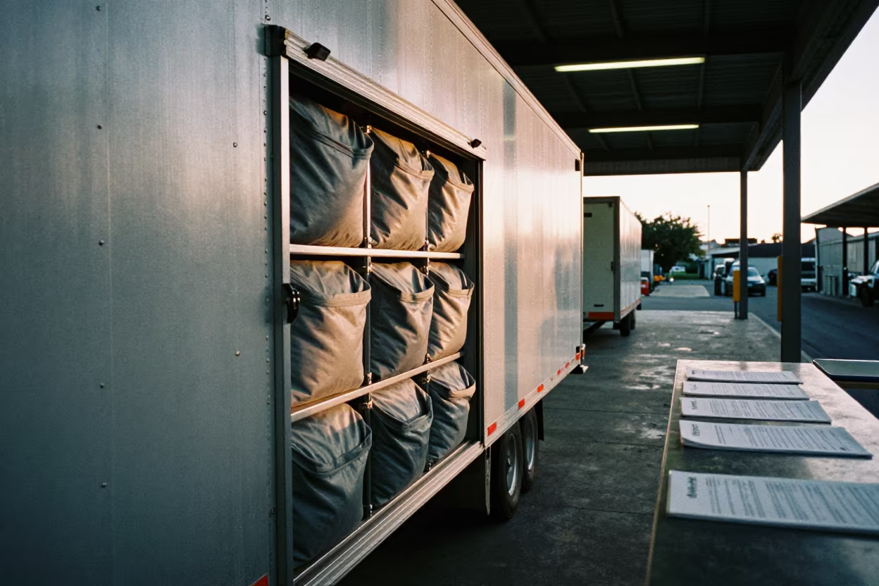 Trailer Seal Drawer at Dawn in Auckland Cross-Dock in inside a cross-dock lane near Auckland