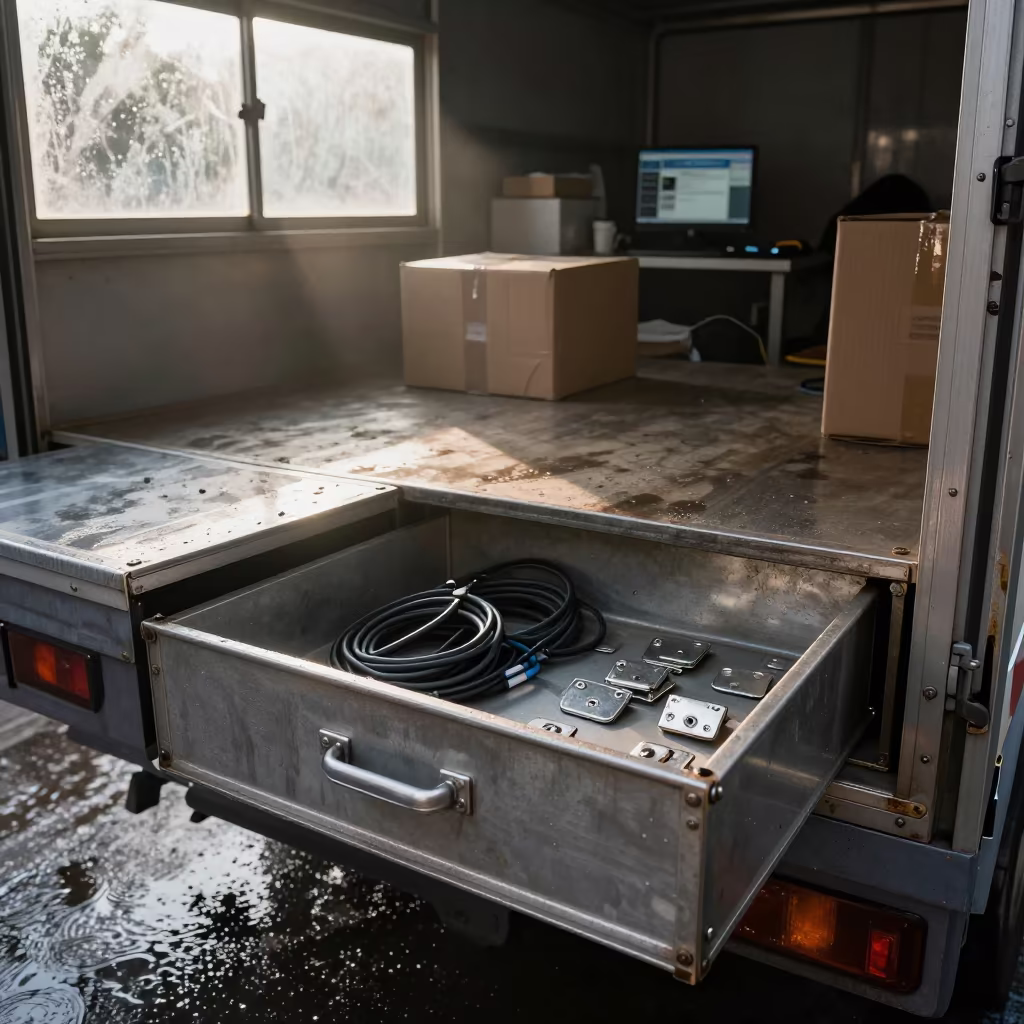 Trailer Seal Pouch at Mumbai Fulfillment Station in at a fulfillment packing station near Chor Bazaar, Mumbai