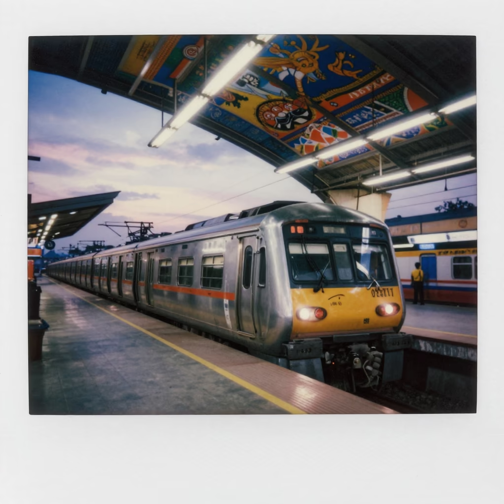 Train Arriving in Chennai at Blue Hour in in Chennai, India