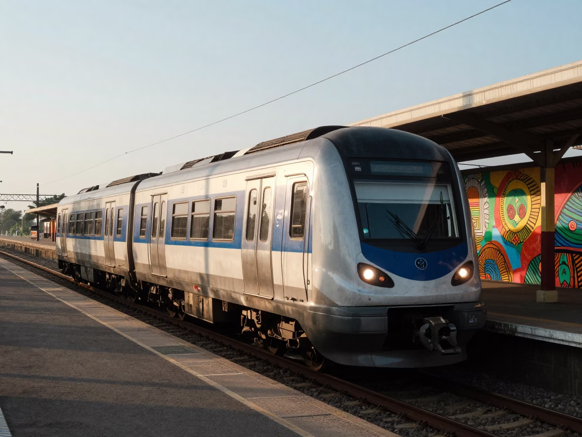 Train Arriving in Durban at Clear Late-afternoon Light in in Durban, South Africa