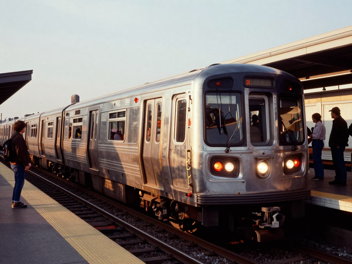 Train Arriving in Toronto at The Early Afternoon Light in in Toronto, Ontario, Canada