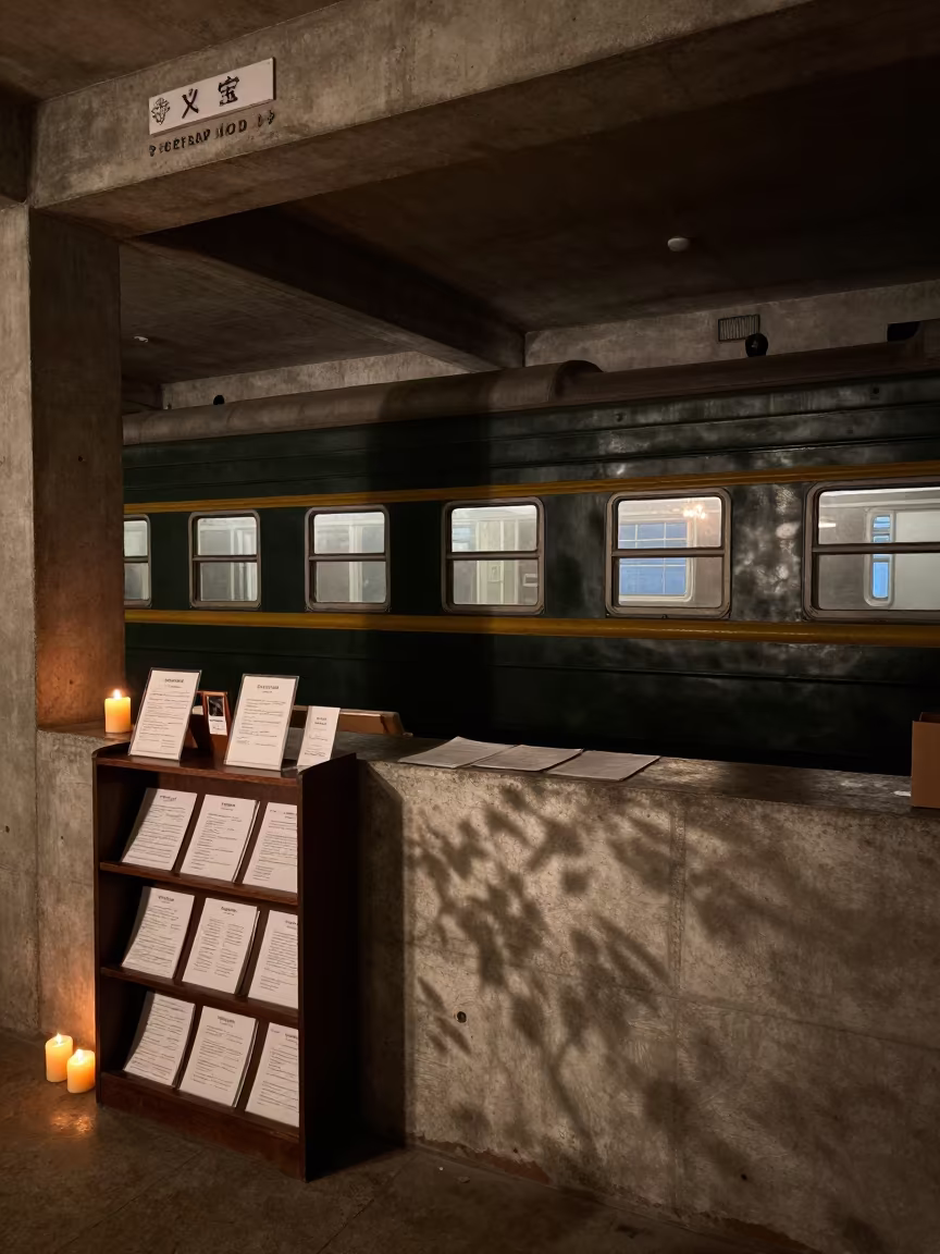 Train Car Inside Xian Spa Reception Desk in inside a spa reception near Xian