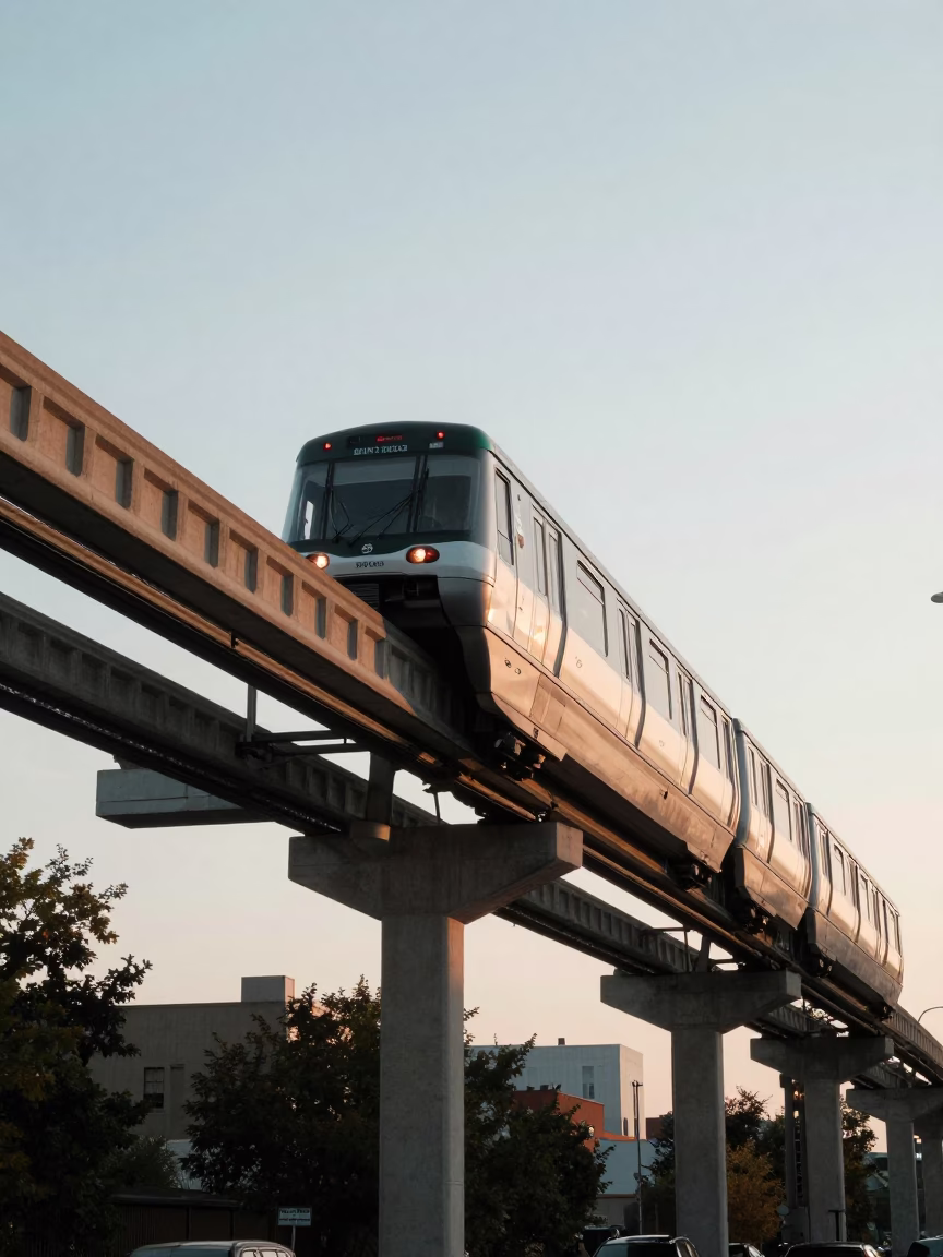 Train Passing in Montreal at The Early Afternoon Light in in Montreal, Quebec, Canada