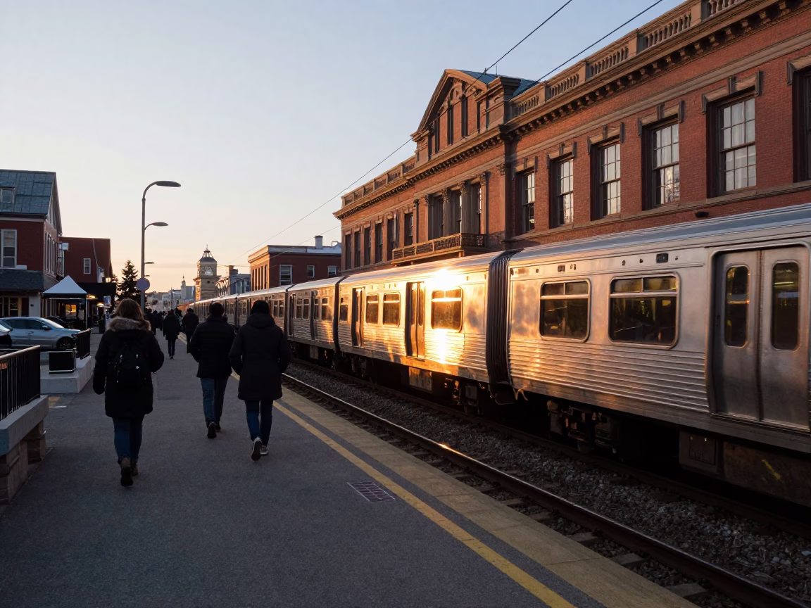 Train Platform in Halifax at First Light Of Dawn in in Halifax, Nova Scotia, Canada