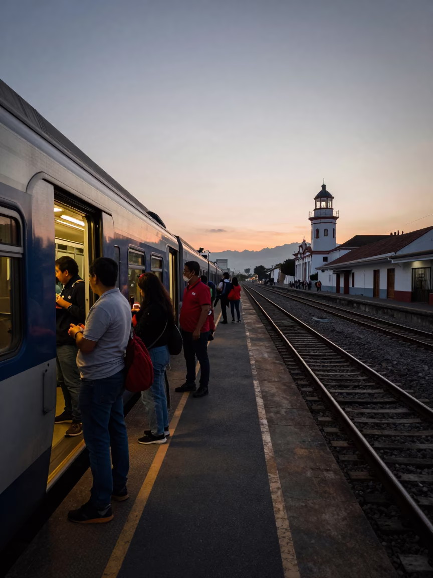 Train Platform in Quito at Nautical Dawn Light in in Quito, Ecuador