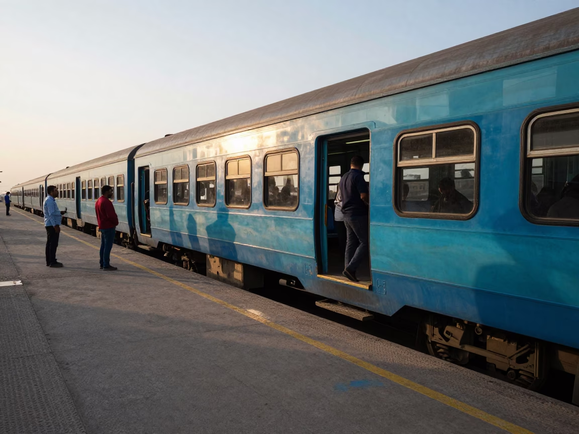 Train Platform just after sunrise in Alexandria in in Alexandria, Egypt