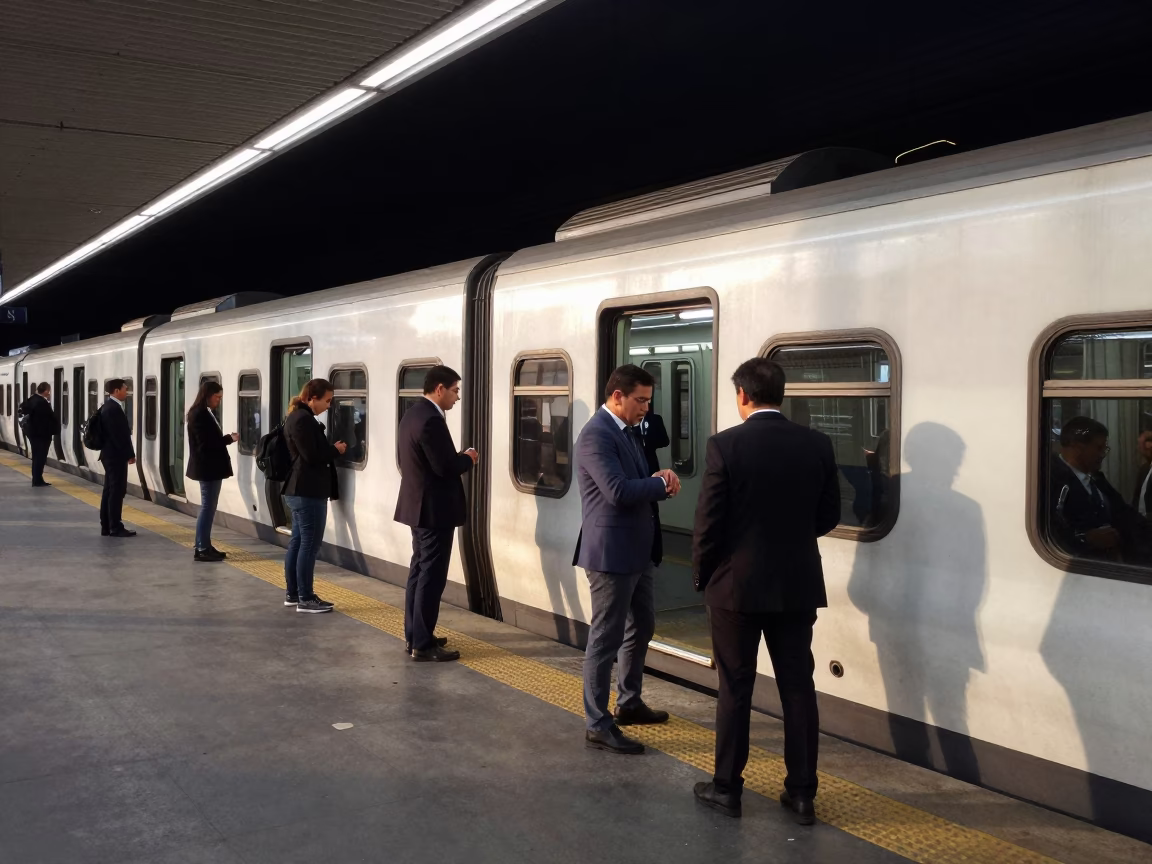 Train Platform just after sunrise in Buenos Aires in in Buenos Aires, Argentina