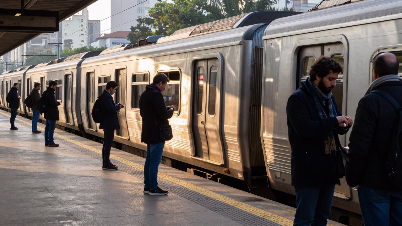Train Platform just after sunrise in São Paulo in in São Paulo, Brazil