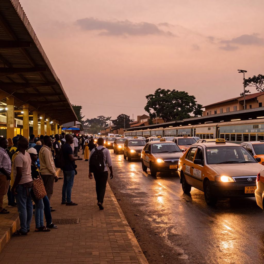 Train Station at Copper-toned Light Before Dusk in Nairobi in in Nairobi, Kenya