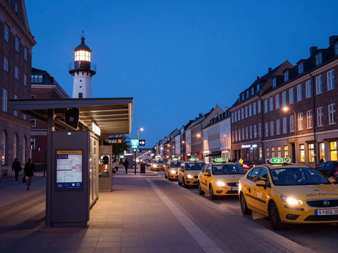 Train Station at Nautical Dawn Light in Copenhagen in in Copenhagen, Denmark