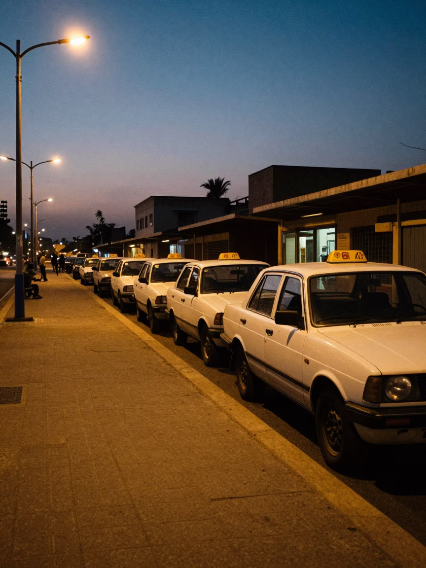 Train Station in Alexandria at The Predawn Darkness Light in in Alexandria, Egypt