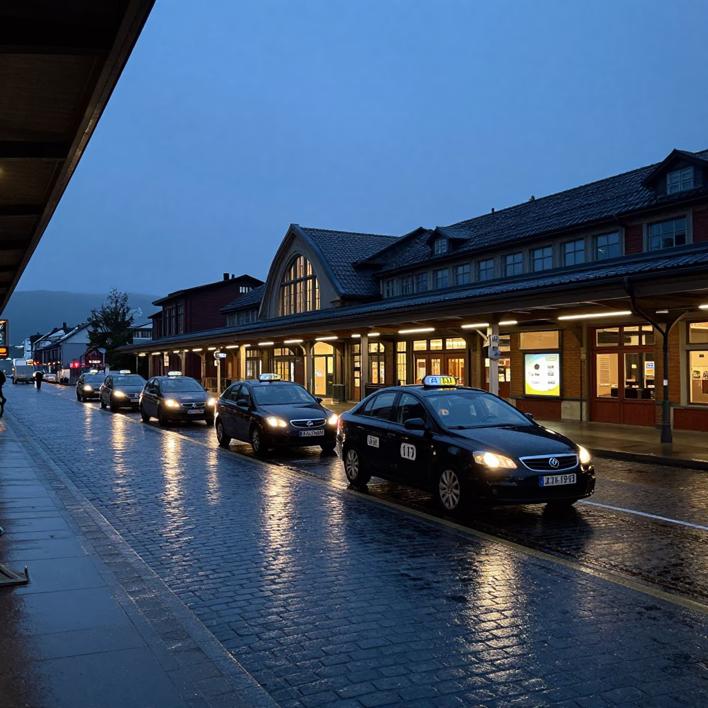 Train Station in Bergen at Blue Hour in in Bergen, Norway