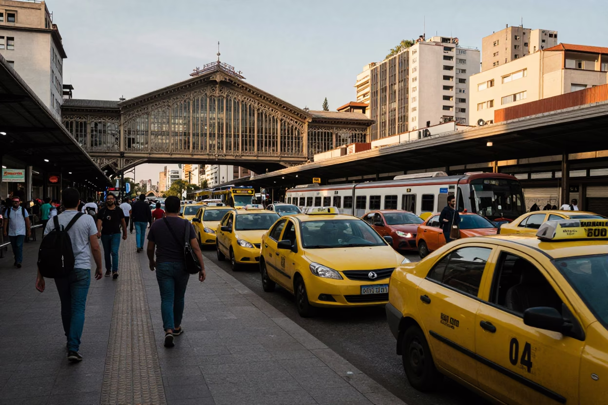 Train Station in Buenos Aires at The Late Afternoon Light in in Buenos Aires, Argentina