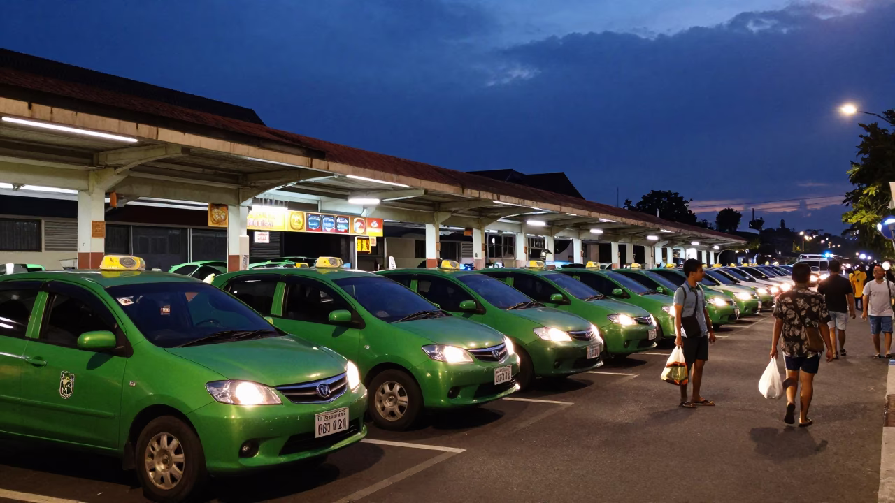 Train Station in Denpasar at Twilight in in Denpasar, Indonesia