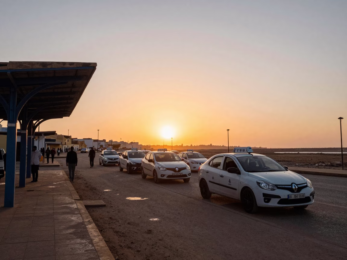 Train Station in Essaouira at As The Sun Drops Toward The Horizon in in Essaouira, Morocco