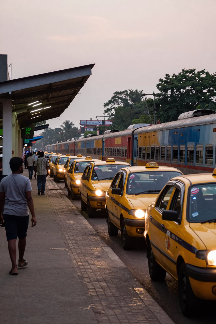 Train Station in Kochi at The Early Evening Light in in Kochi, India