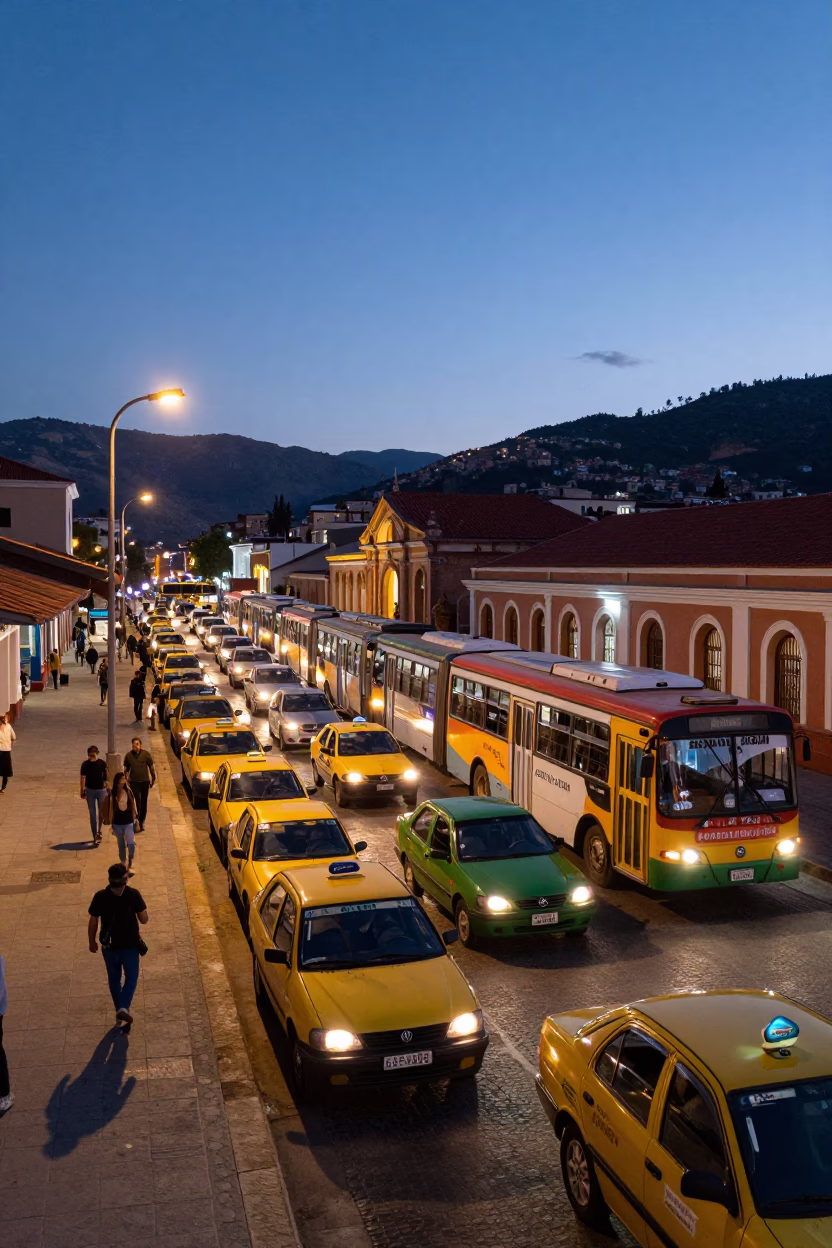 Train Station in La Paz at Twilight in in La Paz, Bolivia