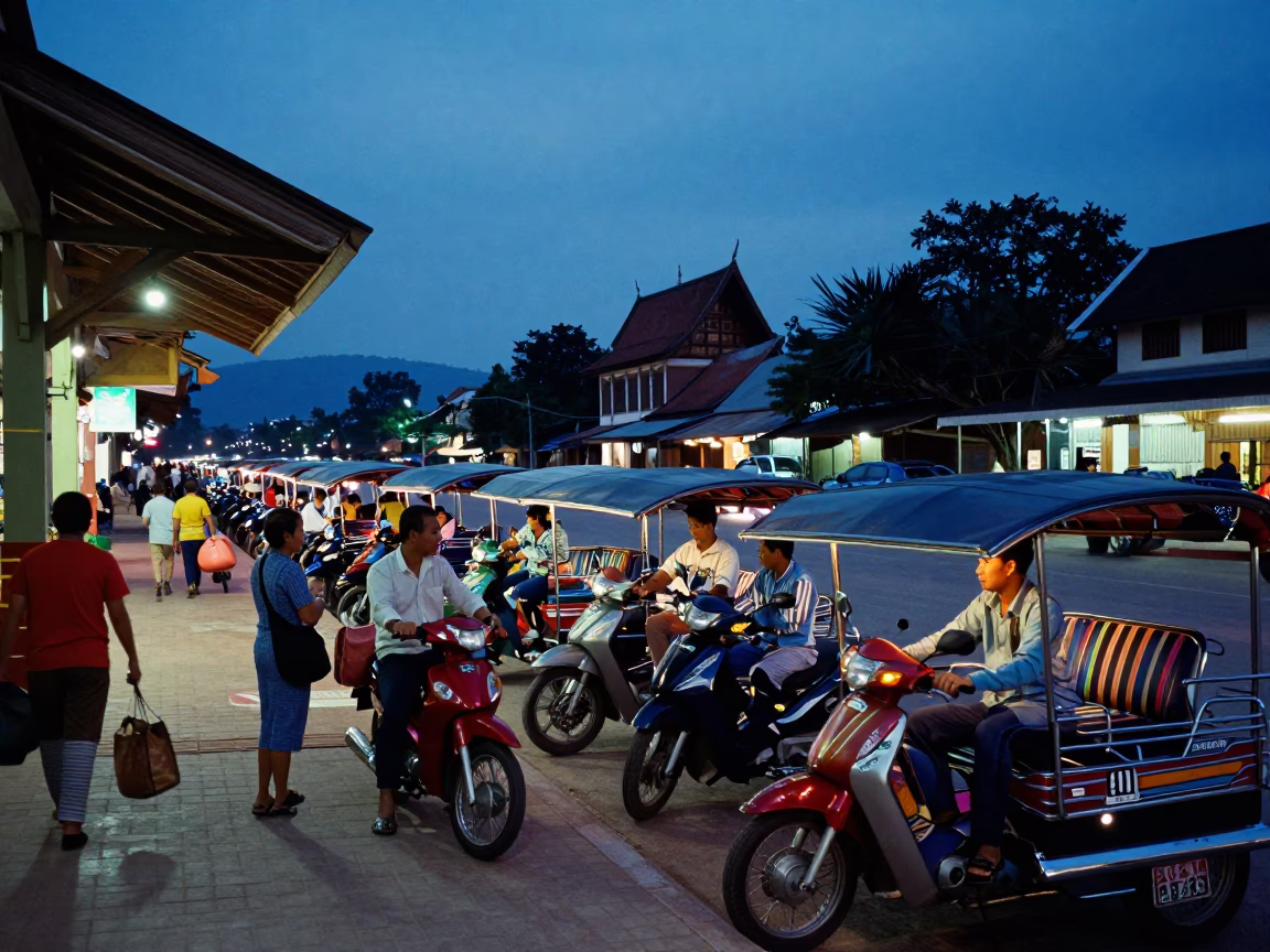 Train Station in Luang Prabang at Twilight in in Luang Prabang, Laos