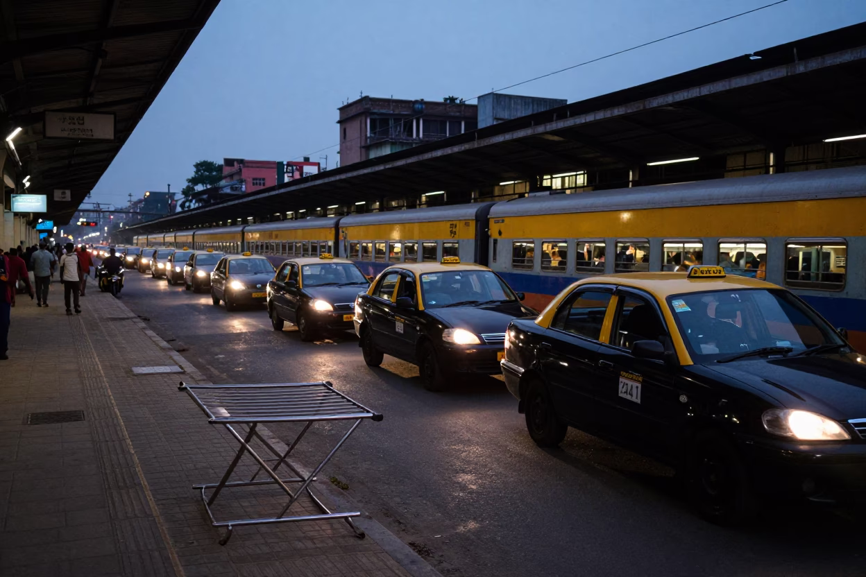 Train Station in Mumbai at Twilight in in Mumbai, India