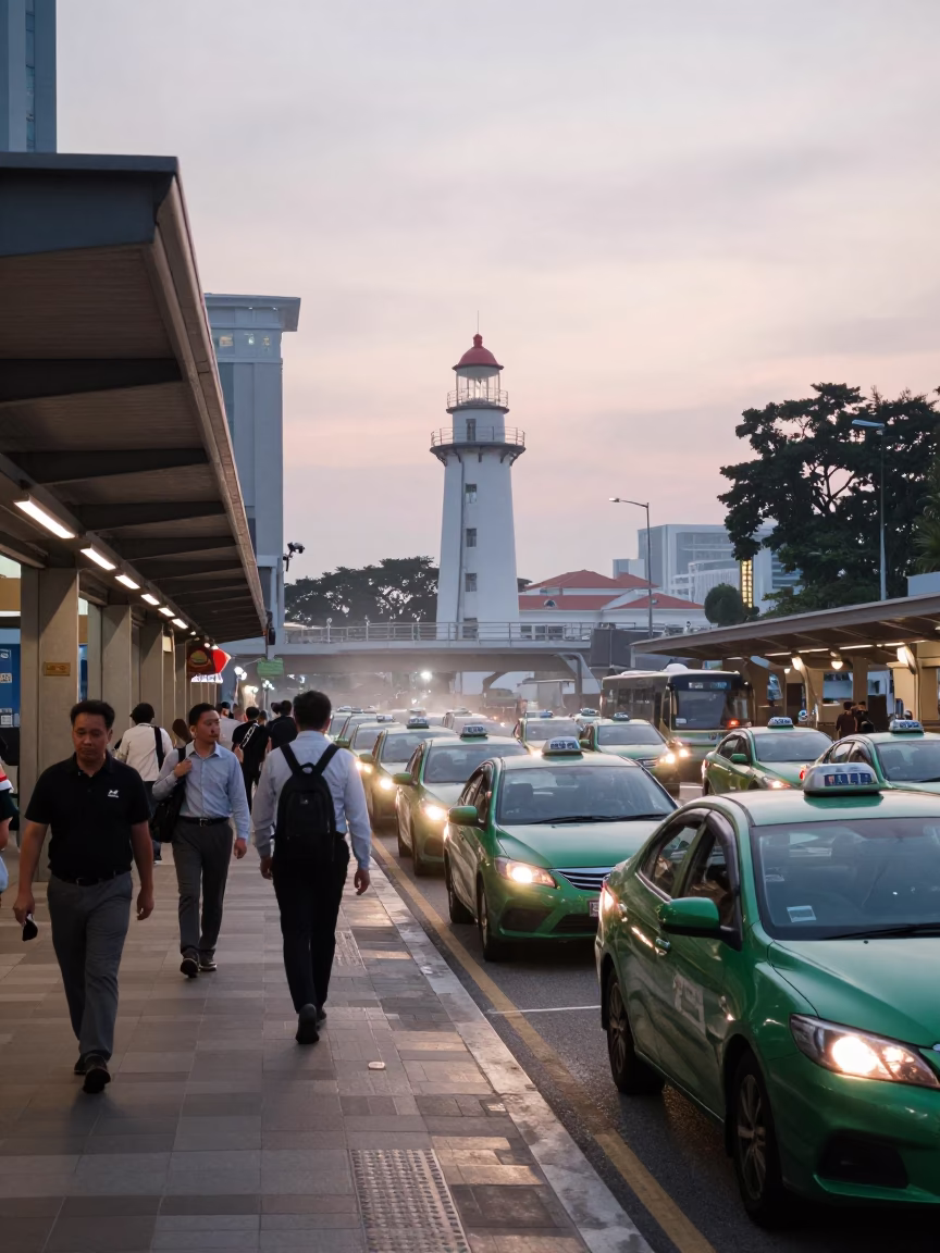 Train Station in Singapore at Nautical Dawn Light in in Singapore, Singapore