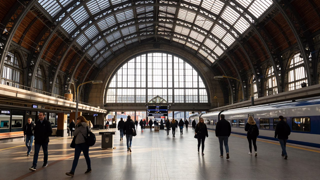 Train Station in Stockholm at The Early Afternoon Light in in Stockholm, Sweden