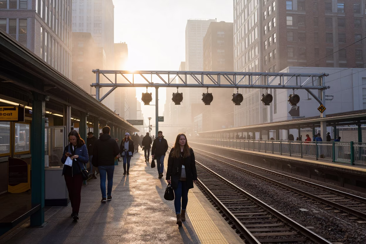 Train Station just after sunrise in New York in in New York, New York, United States