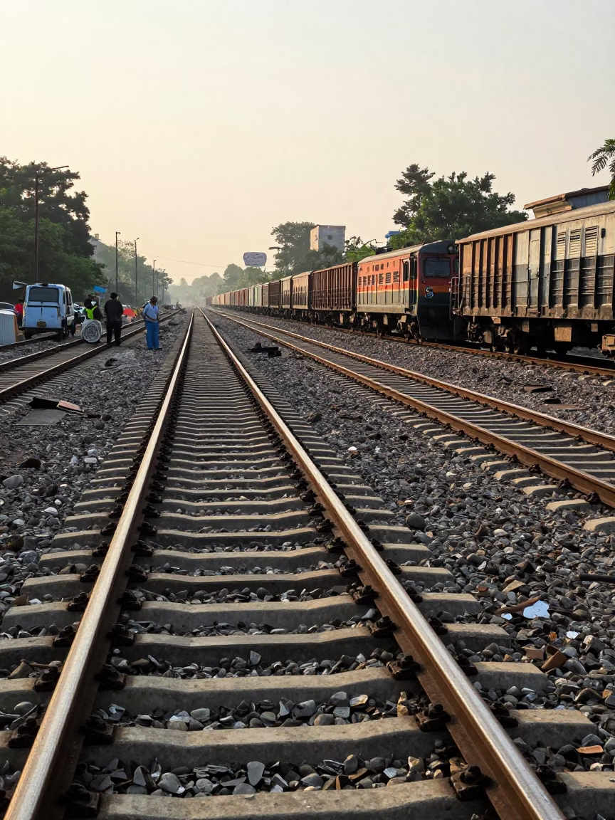 Train Yard in Kolkata at Clear Late-afternoon Light in in Kolkata, India
