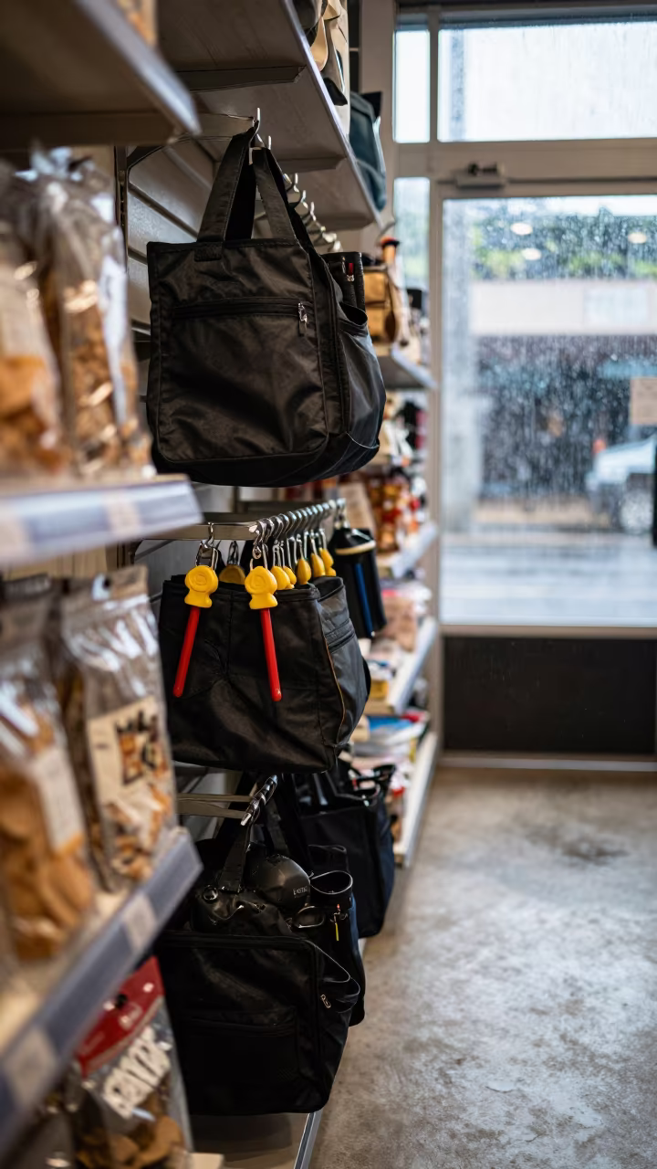 Training Clicker Tote Pet Store Chiclayo in inside a pet store aisle in Chiclayo