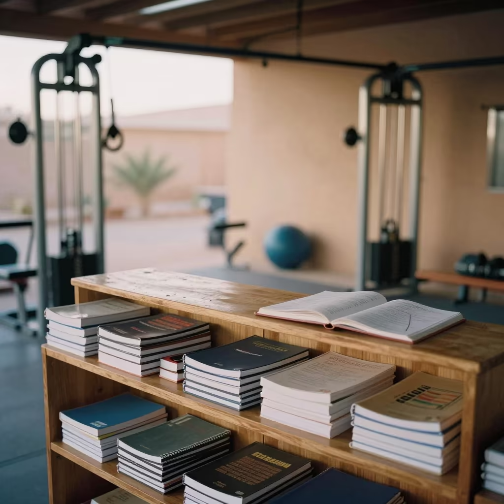 Training Journal Shelf in Tivaouane Strength Room in inside a strength room in Tivaouane