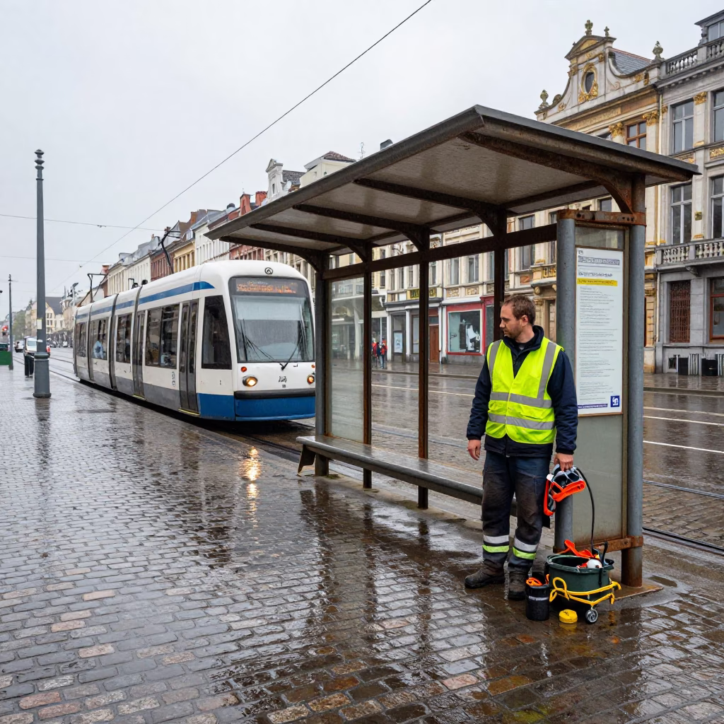 Tram Worker in Brussels in in Brussels, Belgium