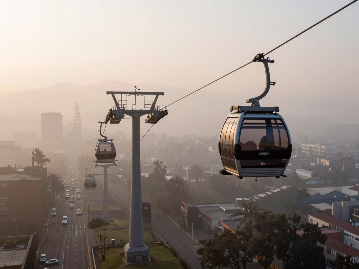 Tramway Gondola just after sunrise in Mexico City in in Mexico City, Mexico