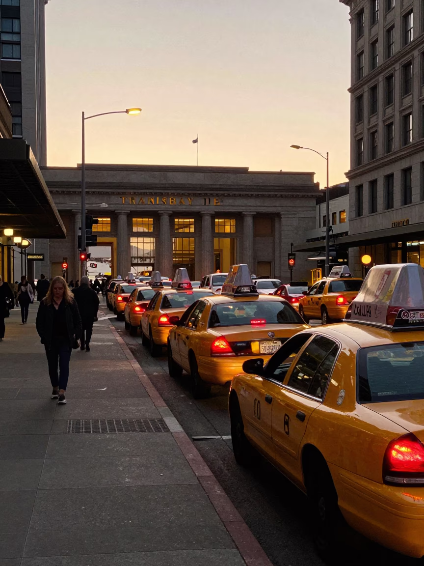 Transbay Terminal in San Francisco at Sunset Light in in San Francisco, California, United States