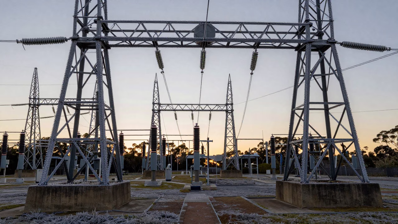 Transformer Yard in Adelaide at Sunrise Light in in Adelaide, South Australia, Australia