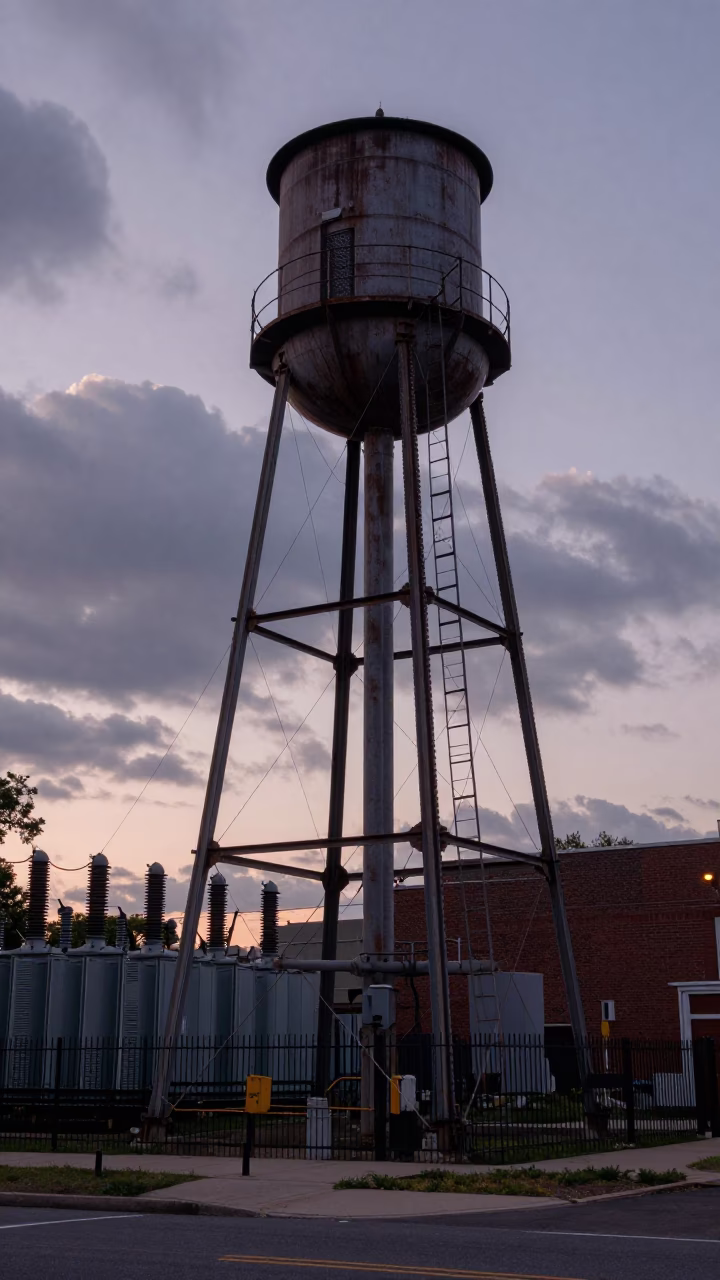 Transformer Yard in New York at The Still Hours Before Dawn Light in in New York, New York, United States
