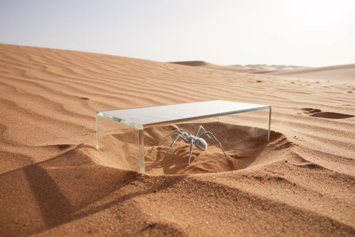 Transparent Ant Lion Pit in Algerian Sand in in Algeria