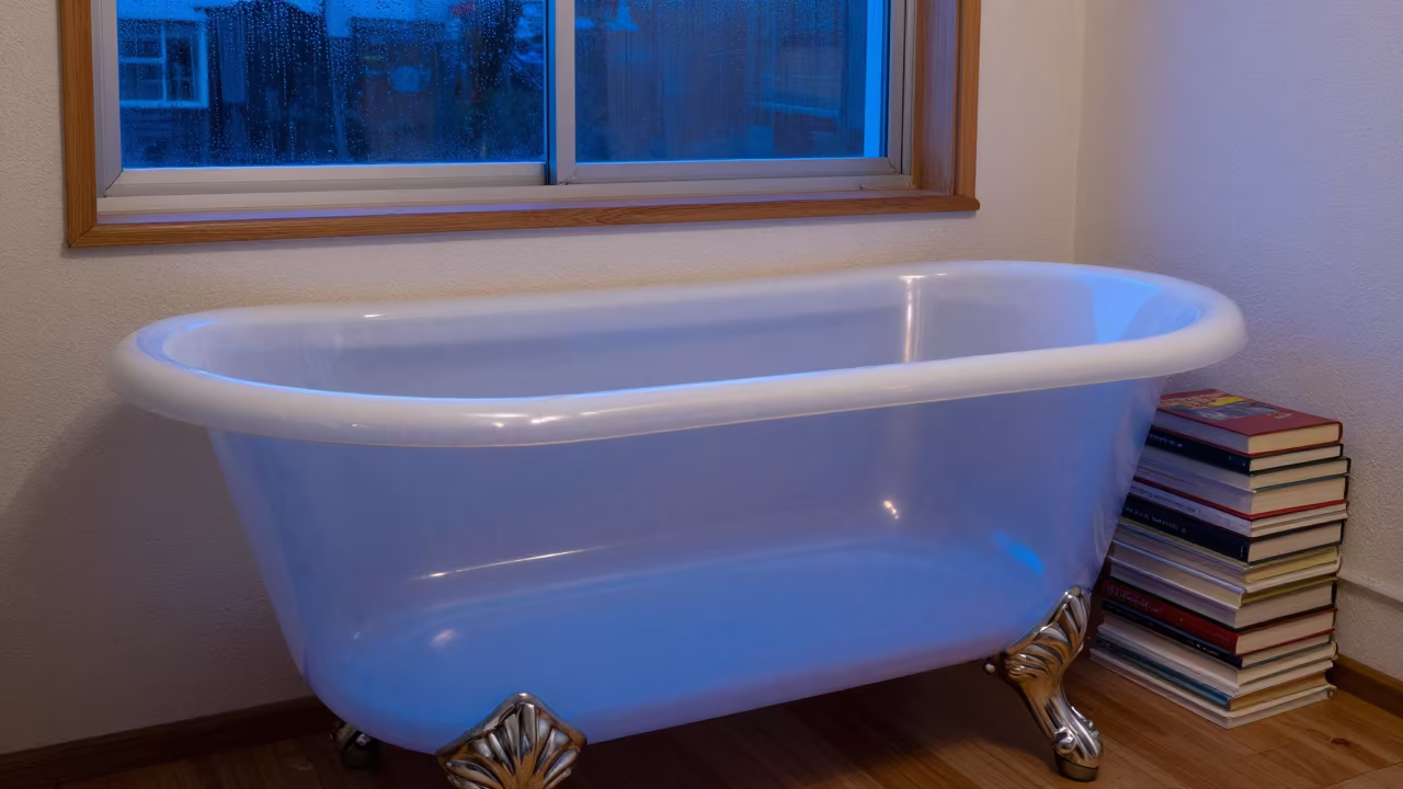 Transparent Clawfoot Tub in Sapporo Nook in in a breakfast nook in Sapporo
