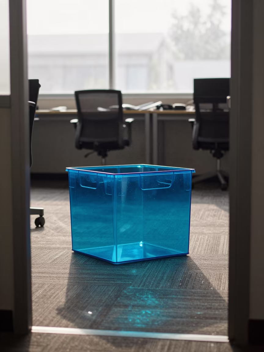 Transparent Crate Benefits Fair Tablecloth in inside an open-plan office bay in Zaria