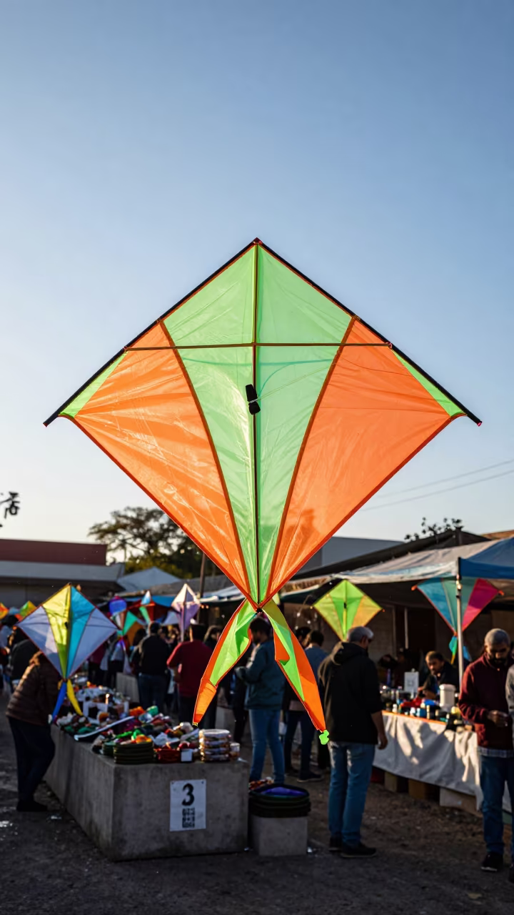 Transparent Kites at Noon Market in at a night market in Ciudad del Este