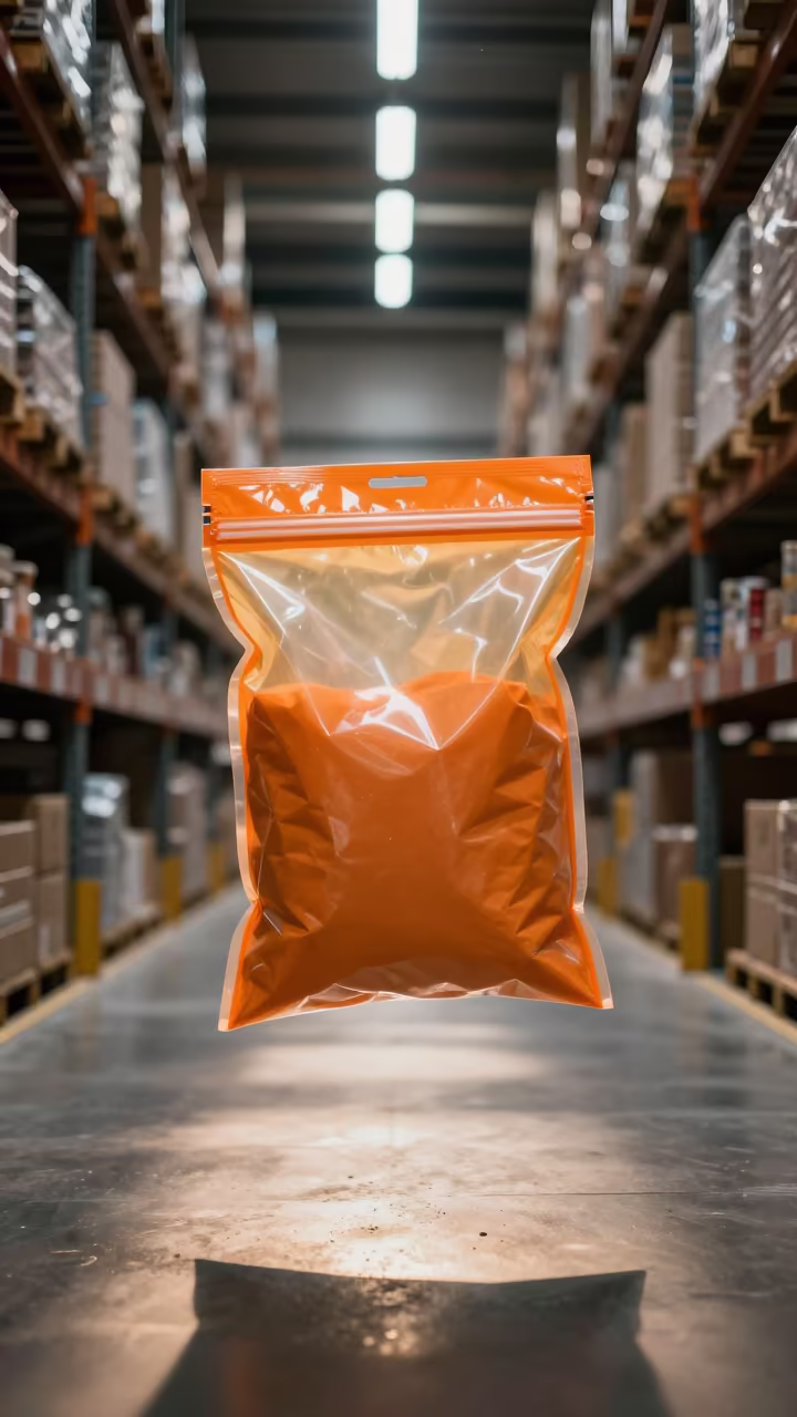 Transparent Parcel Seal Pouch in Reykjavik Warehouse in inside a warehouse aisle near Reykjavik