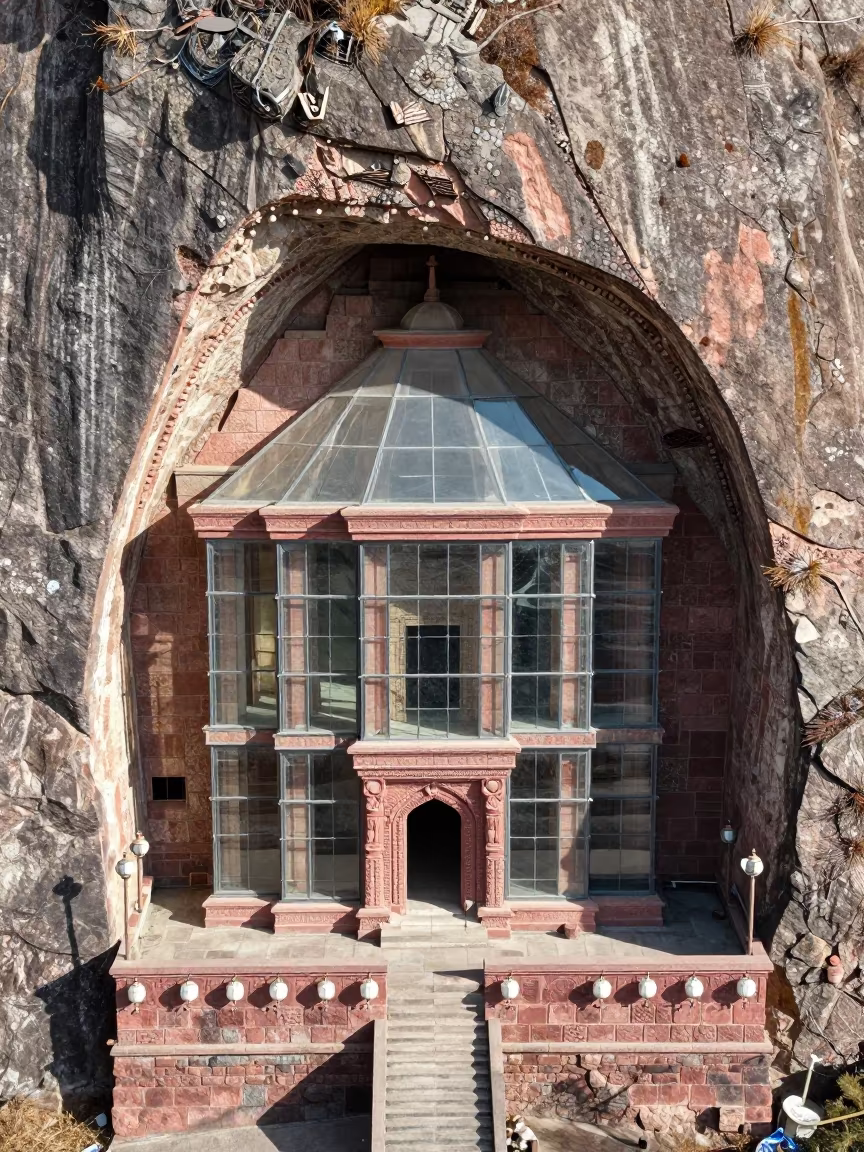 Transparent Rock Church in Busan Shrine in in a shrine lined with lanterns in Busan