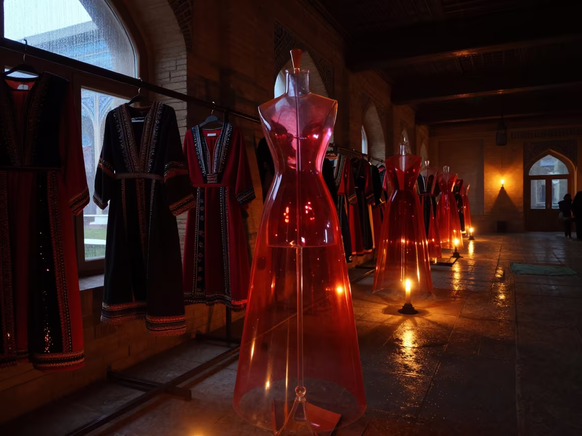 Transparent Sequin Costume in Urgench Hall in in a ceremonial hall in Urgench