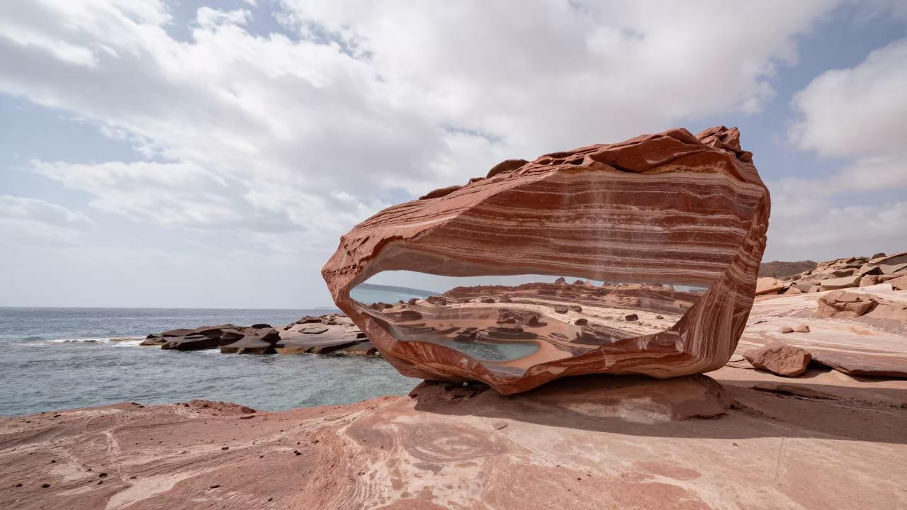 Transparent Striped Rock Sinai Shoreline in along a wave-cut shoreline in Sinai