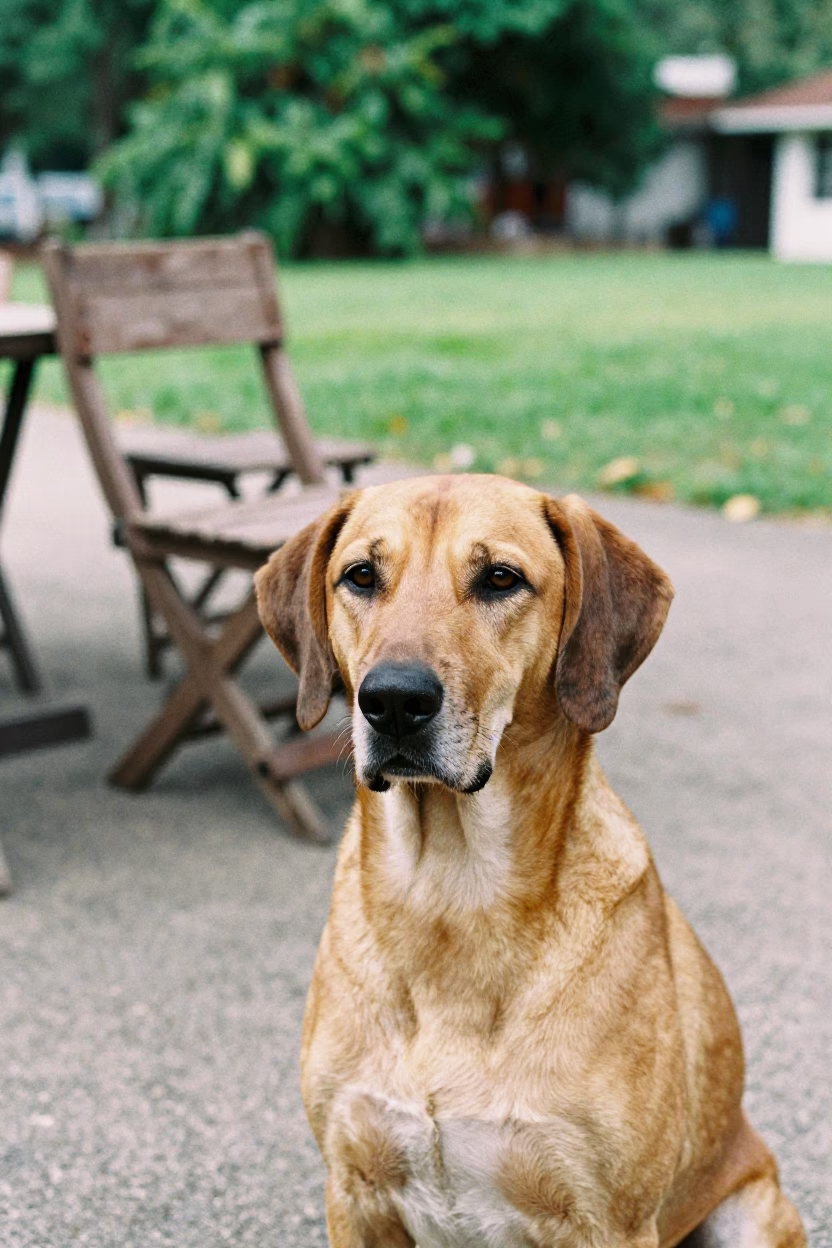 Transylvanian Hound Portrait in Johor Bahru Park in along a quiet park path with soft open shade and a clean background in Johor Bahru